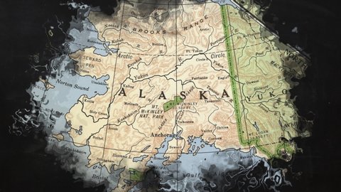 Old Alaska State Map USA, 7 May 2020, Kiev, Ukraine