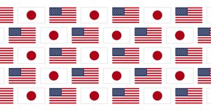 Japan USA Flags Loop Background