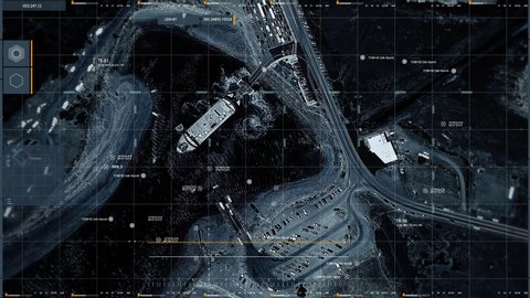 Satellite View, Military Technology. Port. IU Graphic, Screen Data. Modern