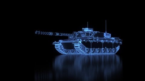 3D Tank Hologram Wireframe in Motion. Nice 3D Rendering