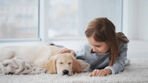 Little Girl Lying On Rug Yorkshire Stock Photo (Edit Now) 182311499