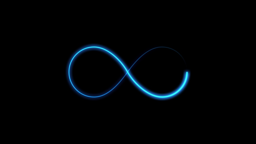 Animated infinity symbol with blue glow. Abstract Neon Glowing Infinity. On a black background.
 | Shutterstock HD Video #1052037352