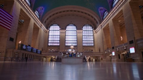 New York, NY / USA - April 2020: Empty Grand Central Station during the Coronavirus Pandemic