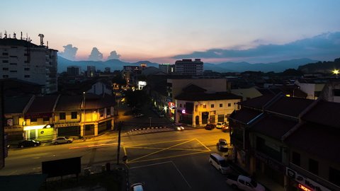 IPOH,MALAYSIA-5.6.2018 : Time Lapse Of Ipoh City With Busy Street.HD