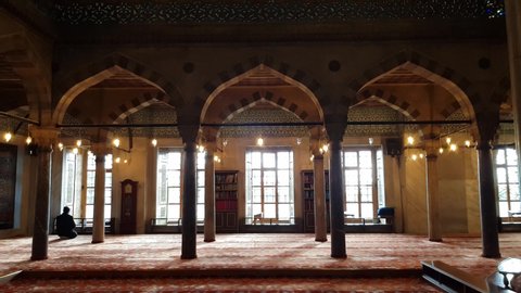 Istanbul, Turkey - January 2020 : Interior lobby details Sultan Ahmed Mosque , Sultan Ahmet Camii