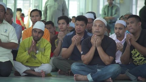 Pekan, Pahang, Malaysia - CIRCA 2020: Muslim Muslims People Salah Salat Prayer Praying in Mosque during Ramadan Malay Malaysian Indonesia Indonesian