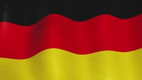 Germany flag waving background footage flowing. German national ensign and slow motion country symbol - loop video seamless animation