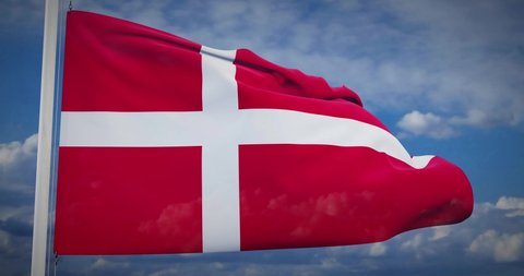 Denmark flag waving patriot nation. Danish flying banner and wavy national closeup - seamless video loop animation