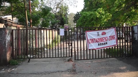 Guwahati, Assam, India. 9 May 2020. Regional Dental College premises sealed after a student was tested positive for novel coronavirus, during the ongoing nationwide COVID-19 lockdown, in Guwahati.