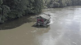 4K D-Log Mavic 2 Pro footage of a floating carbet on the Comté River in French Guiana