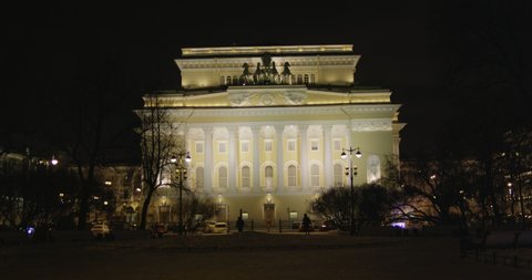 Alexandrinsky Theatre At Night - Red Epic 60 fps