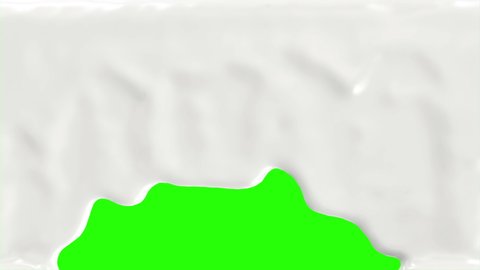 Cream or Milk Product flows from the surface on Green Screen or Chroma Key background