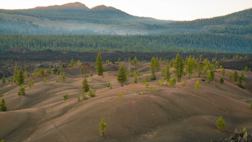 Time lapse of morning light at Painted Dunes in Lassen Volcanic National Park, California 