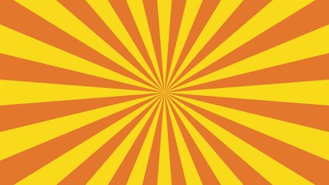 yellow radial lines rotates on an orange background. minimal seamless retro pop art animation