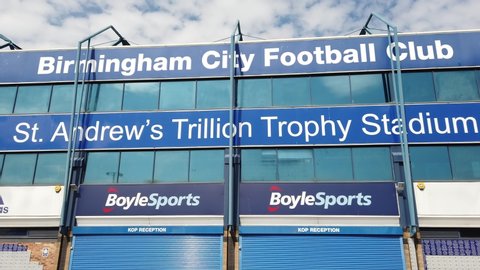 BIRMINGHAM, UK - 2020: Birmingham city football club, St Andrew's Stadium Trillion Trophy