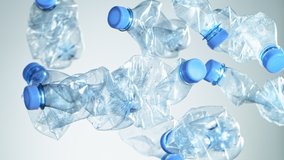 Super Slow Motion Shot of Flying Empty Plastic Bottles on Light Gradient Background at 1000fps. - Powered by Shutterstock - Get 15% off with code: PIKWIZARD15