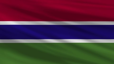 Flag of GAMBIA. Seamless 4k full realistic flag waving against background.
