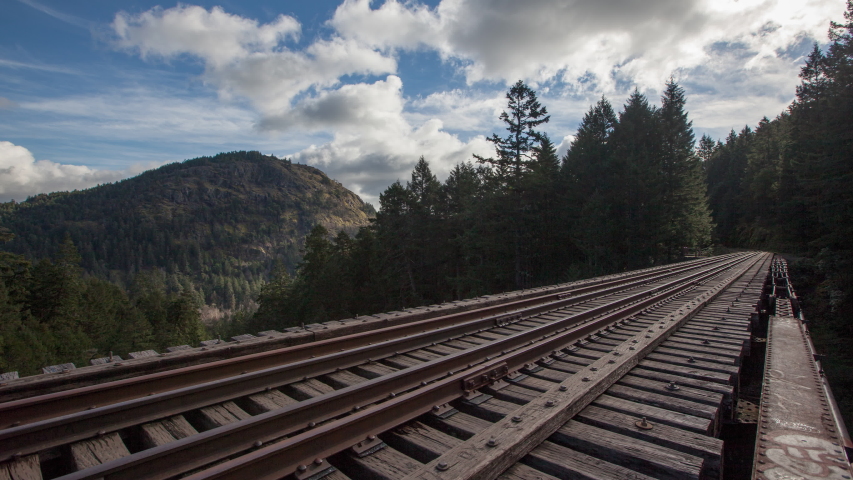 Abandoned railway trestle bridge in Victoria Canada (time-lapse)
