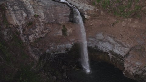 Waterfall from up in dry season, beautiful diagonal rock river