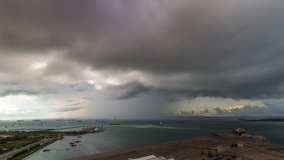  Time lapse video of Heavy rain shower cloud at the ocean