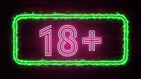 eighteen plus neon sign animation video footage