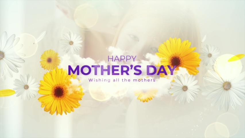 Happy Mother's Day Wishing Animated Background Illustration and card for your loves ones with combination of white and yellow animated flowers to make you feel good