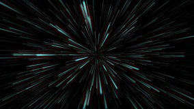 Abstract interstellar wormhole teleportation flight. Fast and lightspeed flying through the blue star field to another dimension. 4K UltraHD motion graphic loop animation.