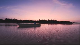 Morning time lapse with boat in the river beautiful footage from Maldive Island, Cool and Calm river waves with colorful sky go pro 4 k Video