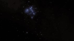 the Pleiades, in space, the set of stars
