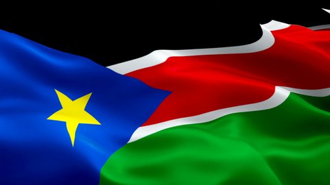 South Sudan waving flag. National 3d Sudanese flag waving. Sign of South Sudan seamless loop animation. Sudanese flag HD resolution Background. South Sudan flag Closeup 1080p Full HD video for present