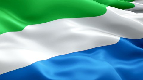 Sierra Leone waving flag. National 3d Salone flag waving. Sign of Sierra Leone seamless loop animation. Salone flag HD resolution Background. Sierra Leone flag Closeup 1080p Full HD video for presenta