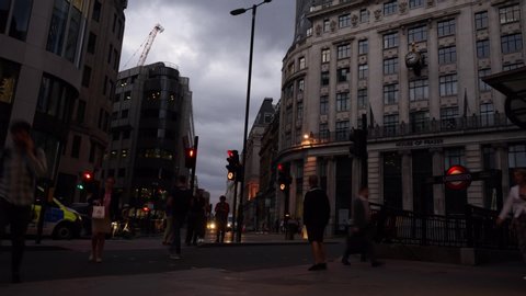London , london / United Kingdom (UK) - 11 28 2019: time lapse in the and of a working day in London