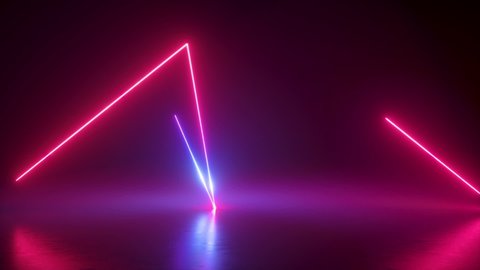 3d render, abstract neon background, looped animation glowing zigzag line, fluorescent ultraviolet light beam, pink laser ray looped animation, seamless motion design