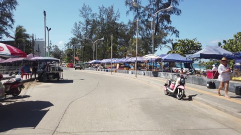 15 MARCH 2020, PHUKET, THAILAND: Phuket roads in Thailand, first-person view of traffic on roads in Phuket