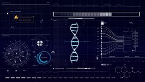 Futuristic Human DNA Scan animation. Medical hi-tech data monitor. Blinking and switching digital indicators  - Powered by Shutterstock - Get 15% off with code: PIKWIZARD15