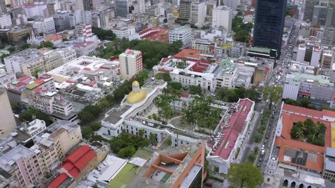 Aerial view of the federal legislative palace of the Bolivarian Republic of Venezuela. Bird's eye view, center in the city of Caracas. Capitol
