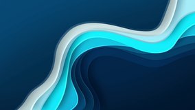 paper cut video geometric background with seamless loop motion wavy elements. blue colors. 4k animation. Modern trendy 3d design. style of cut paper. 3d rendering