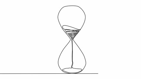 Self drawing animation of one line drawing of isolated object - hourglass.