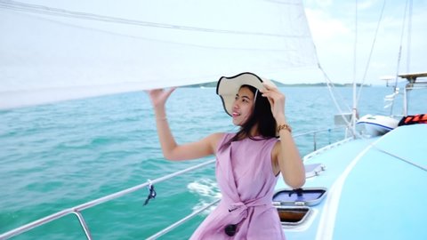 Attractive Woman On A Yacht Stock Footage Video 100 Royalty Free 31384144 Shutterstock