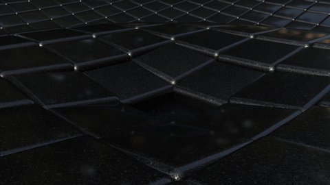 Cubic ripple geometric abstract minimalist background. Black minimal pattern of abstract wave animation. Geometric motion background. 3D Render of animation.