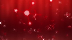 Animation of multiple molecules and chemical elements floating on red background. Coronavirus Covid-19 pandemic DNA concept digital composite - Powered by Shutterstock - Get 15% off with code: PIKWIZARD15