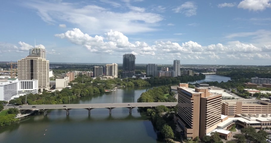 austin texas bridge aerial over the river 
