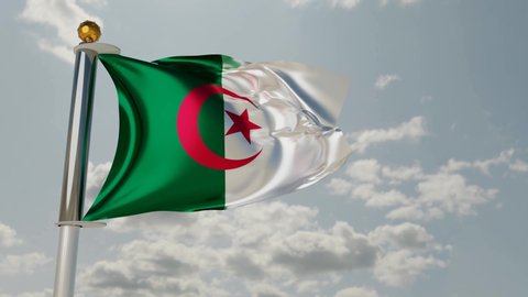 Flag of Algeria Waving in the wind. 3D render