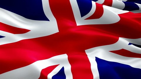 United Kingdom flag video waving in wind Of Great Britain and Northern Ireland. Realistic Union Jack Flag background. British UK Flag Looping Closeup 1080p Full HD 1920X1080 footage. EU Brexit present