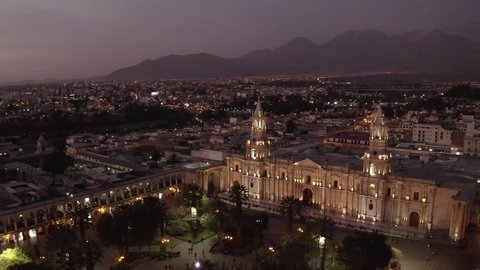 Drone shot of the city of Arequipa 