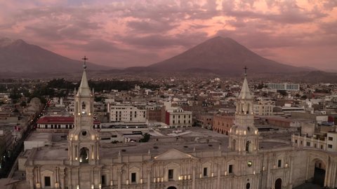 Drone shot of the city of Arequipa 