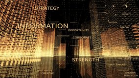 4k Big Data Digital City,Swot Analysis Animated Tag Word Cloud,Flying Through the Digital binary code urban with Numbers and Grids.3d Blueprint.seamless loop.  - Powered by Shutterstock - Get 15% off with code: PIKWIZARD15