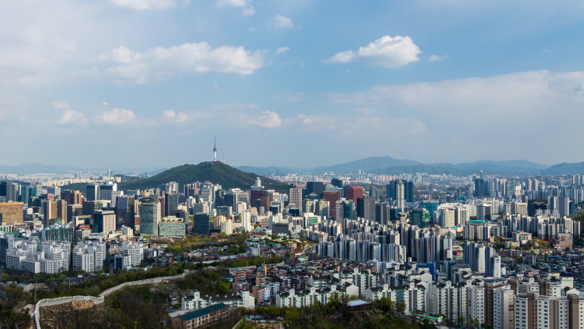 Viewpoint of Seoul city skyline and Seoul tower modern building and architecture in South Korea