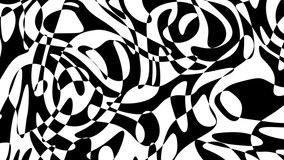 Transforming abstract background. Psychedelic monochrome wavy animated abstract curved shapes. Looping footage.