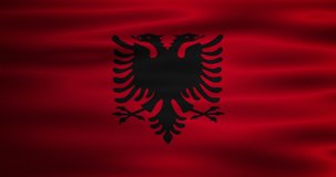 Animated waving national Albania flag. Animation, motion graphics. Useful for social media, videos, websites, interfaces. Happy National Day.